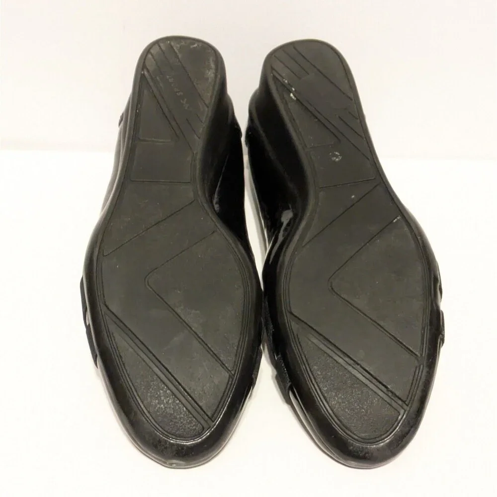 Anne Klein AKDEFINITELY Women's Black Silver Buckle Wedge Career Shoes Size 6 M